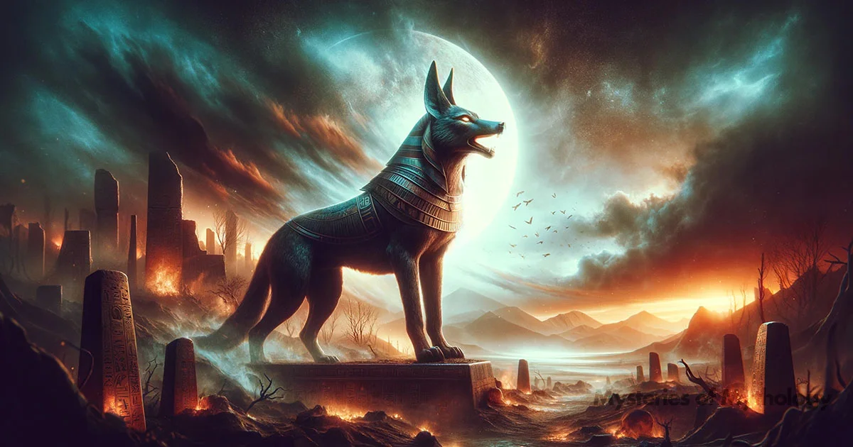 Illustration of Anubis in his dog form