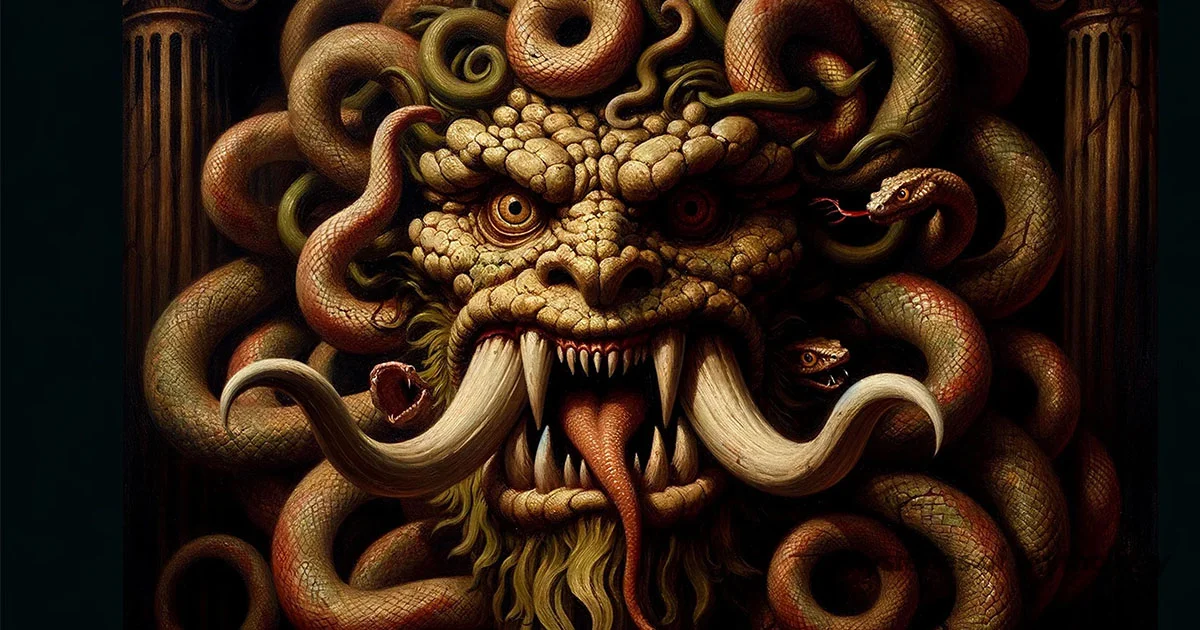 An earlier portrayal of Medusa with giant fangs